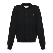 Wol wollen cardigan met logo Ami Paris , Black , Heren