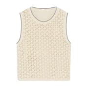 Gehaakt Vest Mouwloze Top Gustav , White , Dames