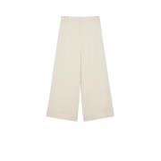 Elegante Wijde Pijp Katoenen Broek Max Mara Weekend , Beige , Dames