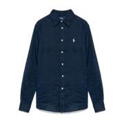 Navy Blue Button-Up Shirt met Pony Motif Polo Ralph Lauren , Blue , Da...