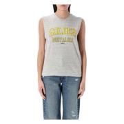 Distressed Mouwloos T-shirt Grijs Melange Golden Goose , Gray , Dames