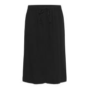 Zwarte Diepe Rok met Zijsplitten Kaffe Curve , Black , Dames