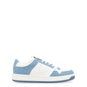 Witte leren en denim sneakers Philippe Model , Blue , Heren