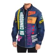 Denim overhemd met merkmotief Dsquared2 , Multicolor , Heren