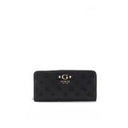 Monogram PU Leren Portemonnee - Zwart Guess , Black , Dames