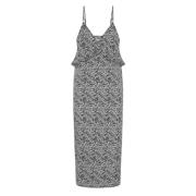 Zebra Print Midi Jurk met Split One Teaspoon , Black , Dames