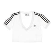 Klassieke Cropped Tee met AVA Halslijn Adidas , White , Dames