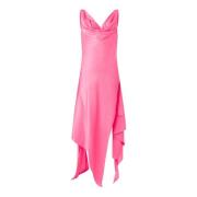 Fuchsia Asymmetrische Zijden Jurk Ruche Roberto Cavalli , Pink , Dames