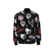 NBA All Over Print Bomber Jacket New Era , Black , Heren