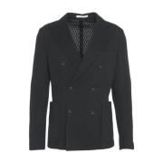 Zwarte Double-Breasted Chevron Blazer Paolo Pecora , Black , Heren