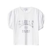 Witte T-shirt met V-hals Gaëlle Paris , White , Dames