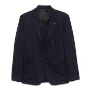 Navy Blauw Wollen Blazer Jas Lardini , Blue , Heren