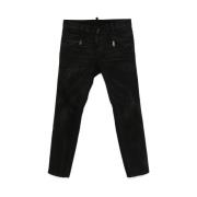 Zwarte Klassieke Knoopsluiting Jeans Dsquared2 , Black , Dames