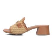 Beige Raffia Sandalen met Hakken Hispanitas , Beige , Dames