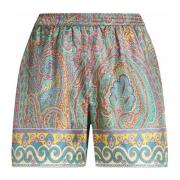 Groene Zijden Zomer Shorts Etro , Multicolor , Dames