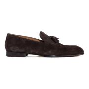 Bruine Suède Loafers met Kwast Detail Doucal's , Brown , Heren