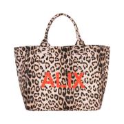 Luipaard Canvas Shopper Tas Alix The Label , Brown , Dames