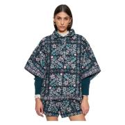 Bloemenprint gewatteerde poncho Antik Batik , Multicolor , Dames