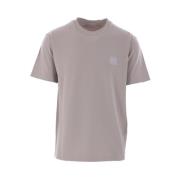 Grijze Katoenen Jersey Logo Patch T-shirt Stone Island , Gray , Heren