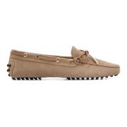 Beige Leren Platte Schoenen met Strik Tod's , Beige , Dames