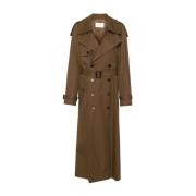 Dubbelbreasted katoenen twill trenchcoat Saint Laurent , Brown , Dames