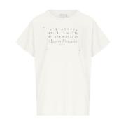 Wit T-shirt met numerieke logo print Maison Margiela , Beige , Heren