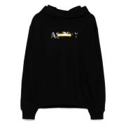 Katoenen Hoodie met ontwerperscode Aspesi , Black , Heren