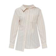 Geometrische Beige Shirt met Witte Strepen Jacquemus , Beige , Dames