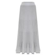 Geplooide Gebreide Maxi Rok Kocca , White , Dames