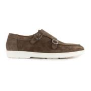 Bruine Suède Dubbele Gesp Loafer Doucal's , Brown , Heren