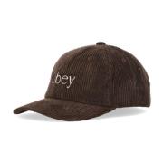 Bruine Velvet Gebogen Klep Pet Obey , Brown , Heren