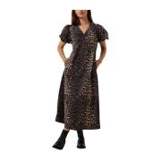 Luipaardprint Midi Jurk Illana Neo Noir , Brown , Dames