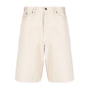 Beige Canvas Wave Shorts Off White , Beige , Heren