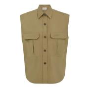 Beige Mouwloos Vest Shirt met Zakken P.a.r.o.s.h. , Beige , Dames