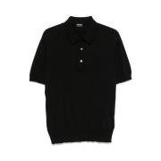 Zwarte Polotrui met Knoopsluiting Ermenegildo Zegna , Black , Heren