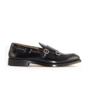 Zwarte leren dubbele gesp loafers Doucal's , Black , Heren