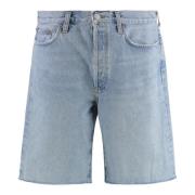 Denim Bermuda Shorts met Rafelzoom Agolde , Blue , Heren