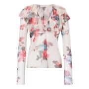 Beige Bloemenprint Gerimpelde Top Philosophy di Lorenzo Serafini , Mul...