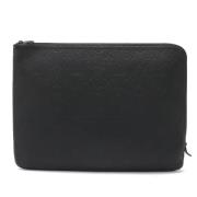 Pre-owned Leather clutches Louis Vuitton Vintage , Black , Heren