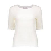 Rib Top met korte mouwen Geisha , Beige , Dames