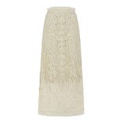 Witte Kant Lange Rok Elastische Tailleband P.a.r.o.s.h. , Beige , Dame...