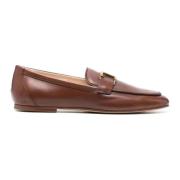 Bruin Leren Platte Schoenen Amandel Teen Tod's , Brown , Dames