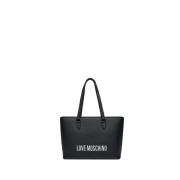 Zwarte Shopper Tas met Gouden Details Moschino , Black , Dames