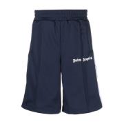 Logo-Print Track Shorts met Zijstrepen Palm Angels , Blue , Heren