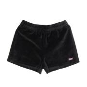 Chenille Elastische Taille Zwarte Shorts Vans , Black , Dames