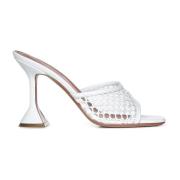 Witte Raffia Sandalen met Zandloper Hak Amina Muaddi , White , Dames