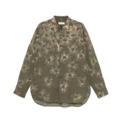 Khaki Overhemd met 3D Details Dries Van Noten , Green , Heren