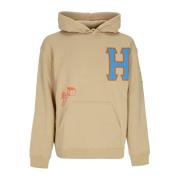 Casual Oatmeal Hoodie met Patches HUF , Beige , Heren