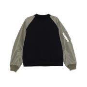 Navy Blue Crew Neck Sweater Sacai , Blue , Heren