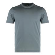 Geribbelde ronde hals katoenen T-shirt Canali , Gray , Heren